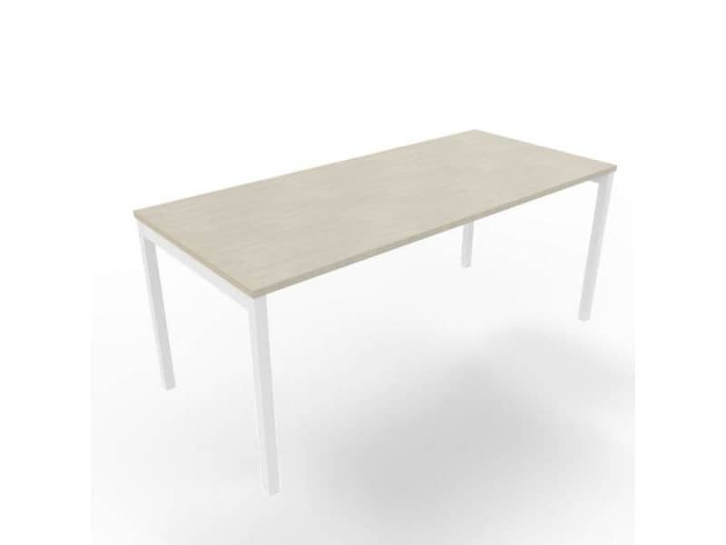 Scrivania piano cemento 180x80xH.75 cm gamba a ponte in acciaio bianco linea Practika P3 Quadrifoglio – ECSPT180-CL-I