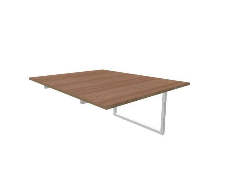 Postazione aggiuntiva bench piano noce 120x160xH.75 cm gamba ad anello in acciaio argento Practika P2 ECBIA12-NO-A