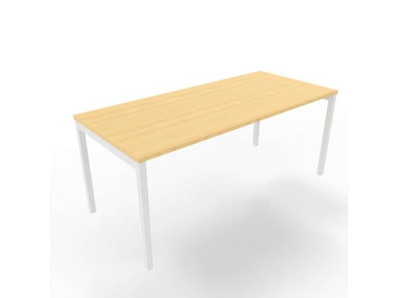 Scrivania piano faggio 180x80xH.75 cm gamba a ponte in acciaio bianco linea Practika P3 Quadrifoglio – ECSPT180-FA-I