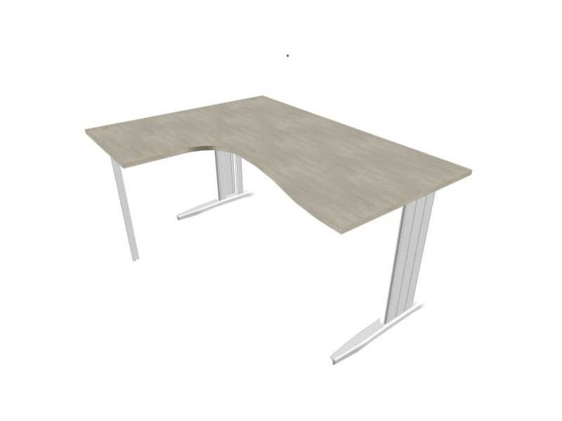 Scrivania penisola a sx piano cemento 160x120xH.75 cm gamba a L in acciaio Quadrifoglio piano cemento ECSMT16S-CL-A