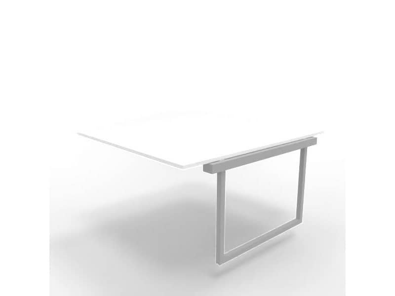 Postazione aggiuntiva bench piano bianco 140x160xH.75 cm gamba ad anello in acciaio argento Practika P2 ECBIA14-BA-A