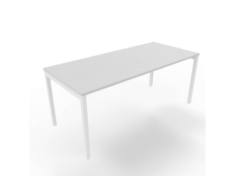 Scrivania piano grigio 180x80xH.75 cm gamba a ponte in acciaio bianco linea Practika P3 Quadrifoglio – ECSPT180-GR-I