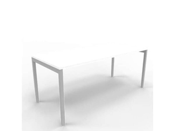 Scrivania piano bianco 180x80xH.75 cm gamba a ponte in acciaio argento linea Practika P3 Quadrifoglio - ECSPT180-BA-A