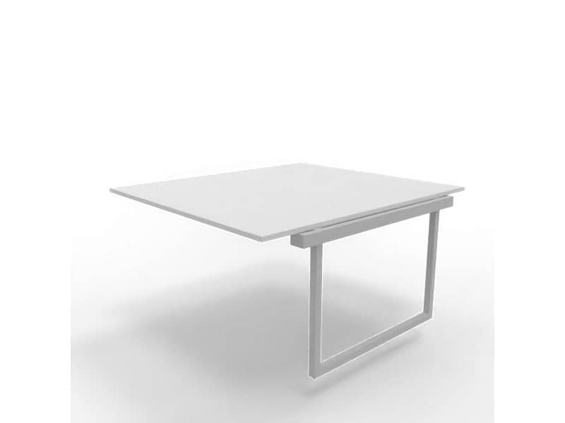 Postazione aggiuntiva bench piano grigio 140x160xH.75 cm gamba ad anello in acciaio argento Practika P2 ECBIA14-GR-A