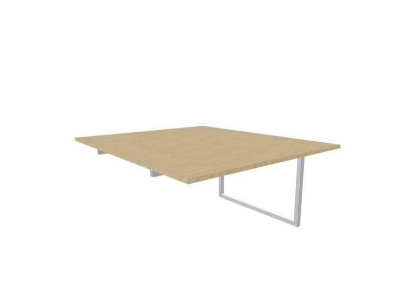 Postazione aggiuntiva bench piano rovere 140x160xH.75 cm gamba ad anello in acciaio argento Practika P2 ECBIA14-RK-A