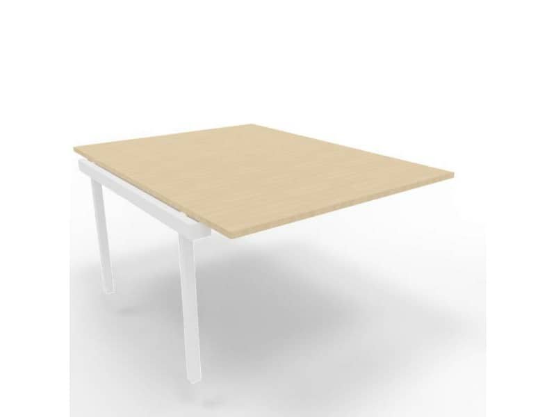 Postazione aggiuntiva bench piano rovere 120x160xH.75 cm gamba a ponte in acciaio bianco Practika P3 – ECBIC12-RK-I
