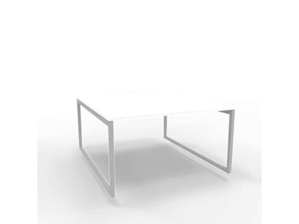 Bench piano bianco 140x160xH.75 cm gamba ad anello in acciaio argento linea Practika P2 Quadrifoglio - ECBEA14-BA-A