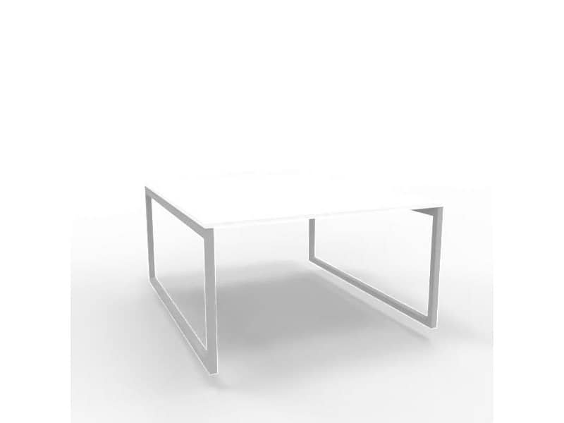 Bench piano bianco 140x160xH.75 cm gamba ad anello in acciaio argento linea Practika P2 Quadrifoglio – ECBEA14-BA-A