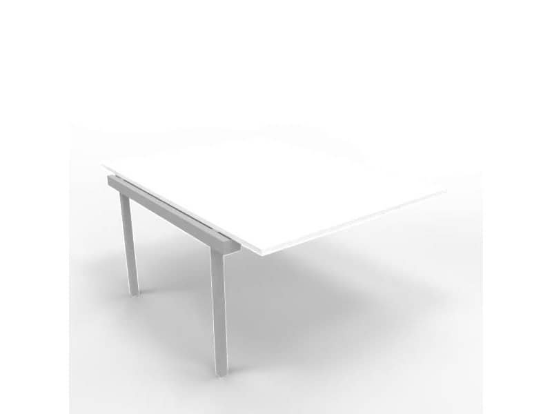 Postazione aggiuntiva bench piano bianco 120x160xH.75 cm gamba a ponte in acciaio argento Practika P3 – ECBIC12-BA-A