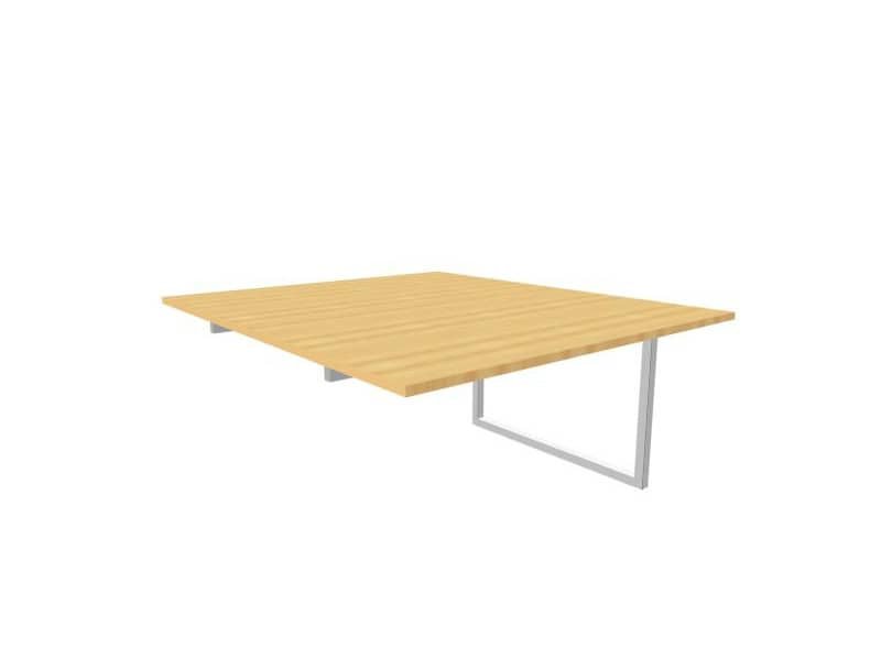 Postazione aggiuntiva bench piano faggio 140x160xH.75 cm gamba ad anello in acciaio argento Practika P2 ECBIA14-FA-A