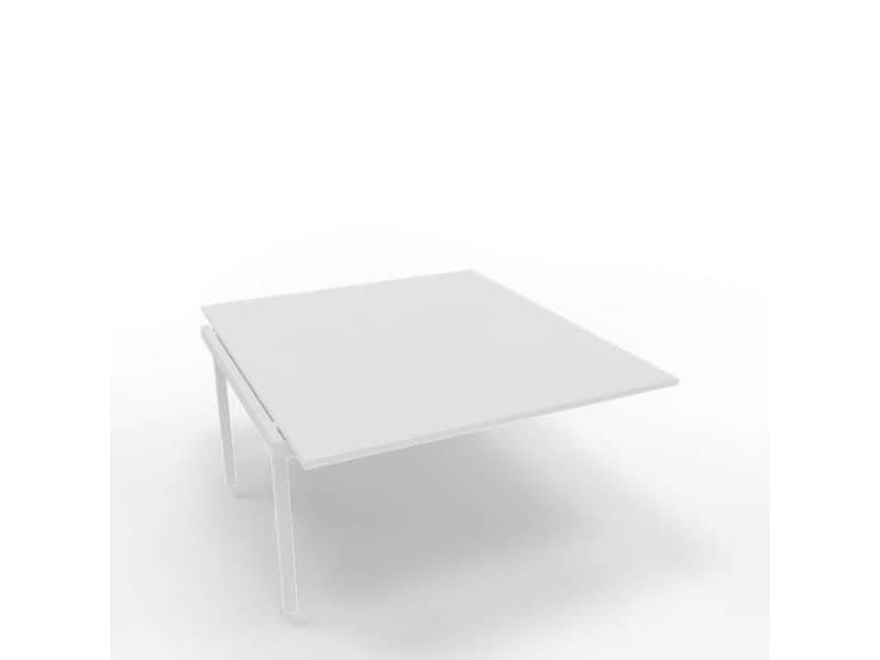 Postazione aggiuntiva bench piano bianco 140x160xH.75 cm gamba a ponte in acciaio bianco Practika P3 – ECBIC14-BA-I