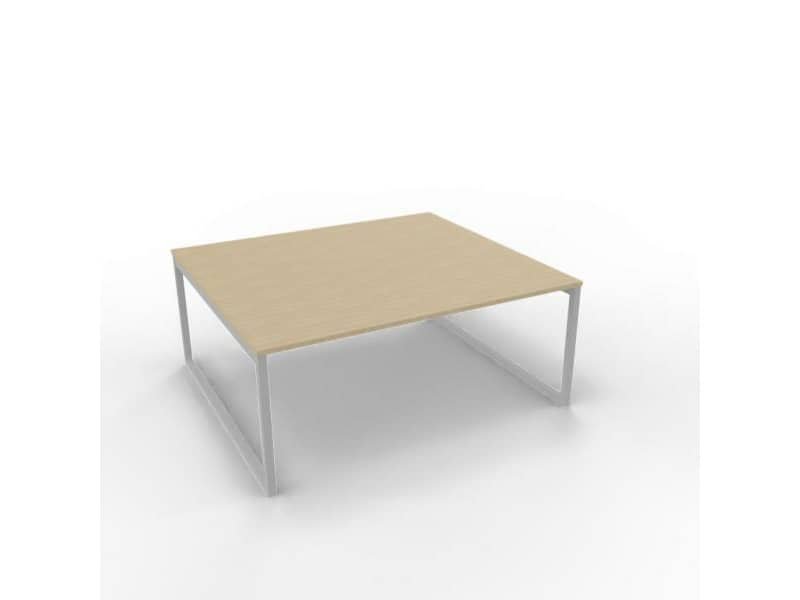 Bench piano rovere 180x160xH.75 cm gamba ad anello in acciaio argento linea Practika P2 Quadrifoglio –  ECBEA18-RK-A