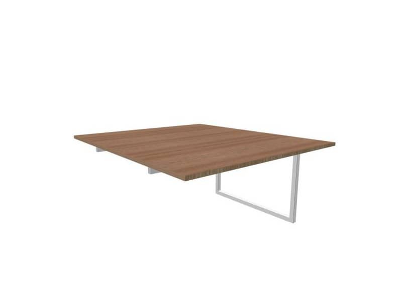 Postazione aggiuntiva bench piano noce 140x160xH.75 cm gamba ad anello in acciaio argento Practika P2 ECBIA14-NO-A