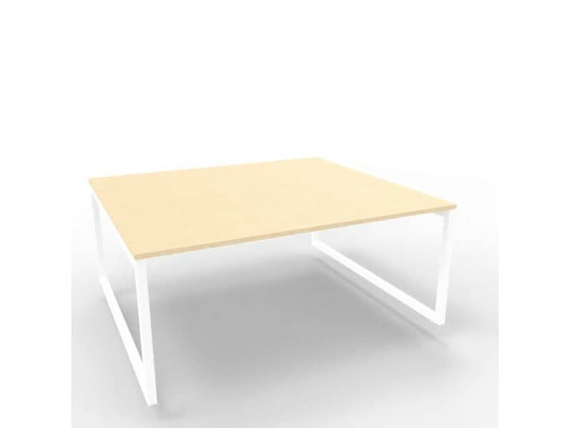 Bench piano rovere 180x160xH.75 cm gamba ad anello in acciaio bianco linea Practika P2 Quadrifoglio – ECBEA18-RK-I