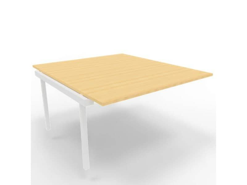 Postazione aggiuntiva bench piano faggio 140x160xH.75 cm gamba a ponte in acciaio bianco Practika P3 – ECBIC14-FA-I
