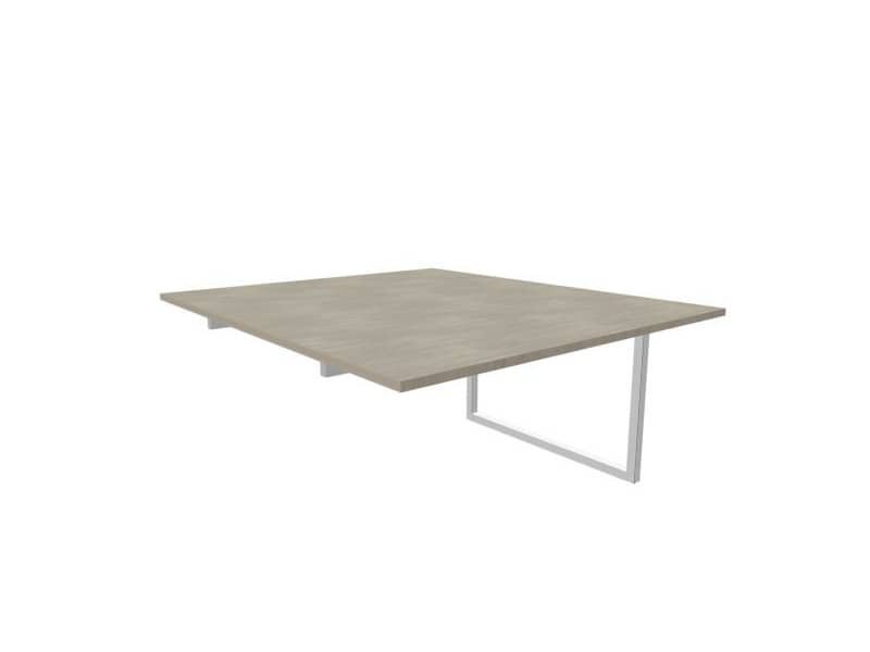 Postazione aggiuntiva bench cemento 140x160xH.75 cm gamba ad anello in acciaio argento Practika P2 ECBIA14-CL-A