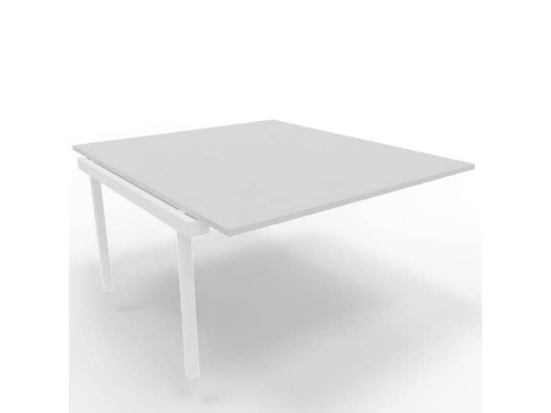 Postazione aggiuntiva bench piano grigio 140x160xH.75 cm gamba a ponte in acciaio bianco Practika P3 – ECBIC14-GR-I