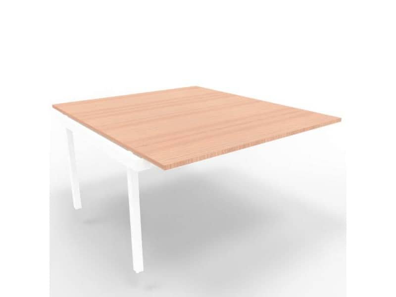 Postazione aggiuntiva bench piano noce 140x160xH.75 cm gamba a ponte in acciaio bianco Practika P3 – ECBIC14-NO-I