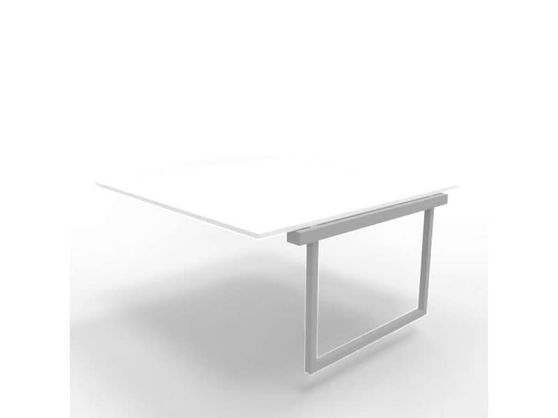 Postazione aggiuntiva bench piano bianco 160x160xH.75 cm gamba ad anello in acciaio argento Practika P2 ECBIA16-BA-A