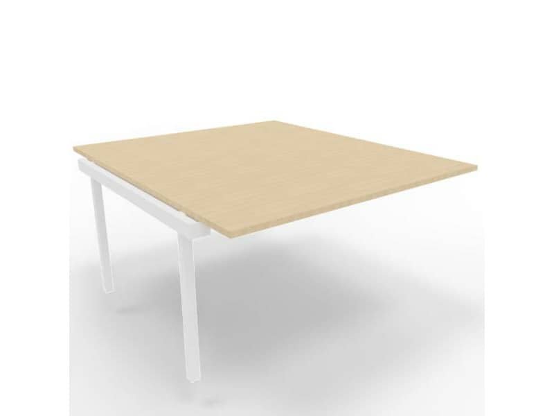 Postazione aggiuntiva bench piano rovere 140x160xH.75 cm gamba a ponte in acciaio bianco Practika P3 – ECBIC14-RK-I