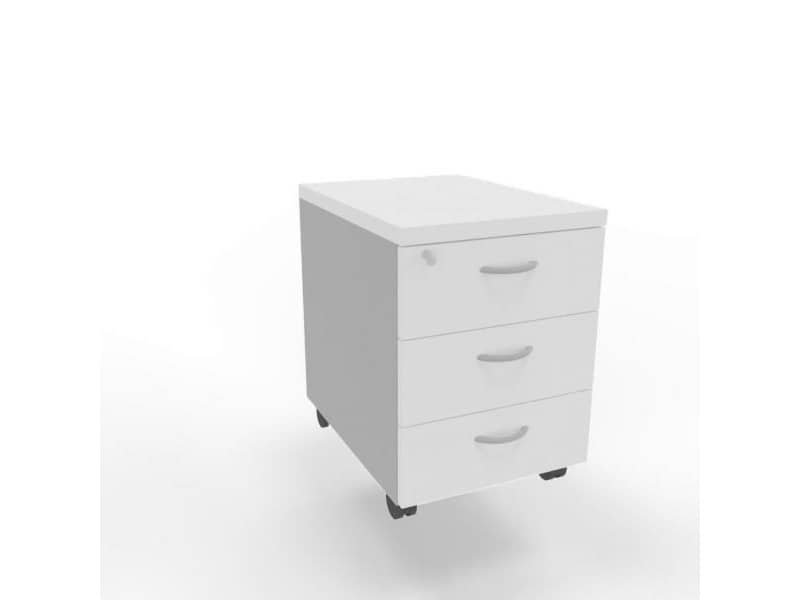 Cassettiera bianca 3 cassetti 42x56x58 cm con ruote e serratura linea Practika Quadrifoglio – PKCA0003-BA-AA