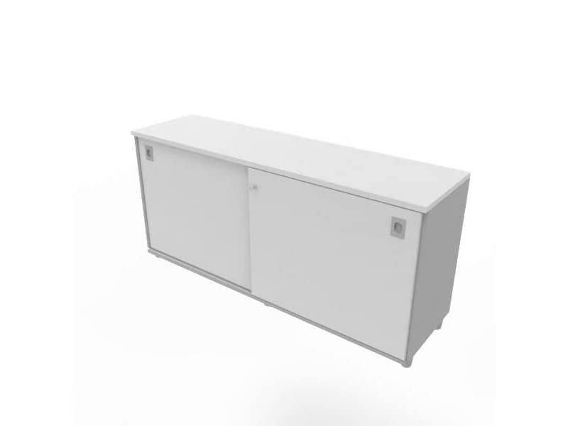 Armadio basso altezza scrivania ante scorrevoli grigie doppia larghezza 160x45xH.73 cm – ECEB16S-GR-GR