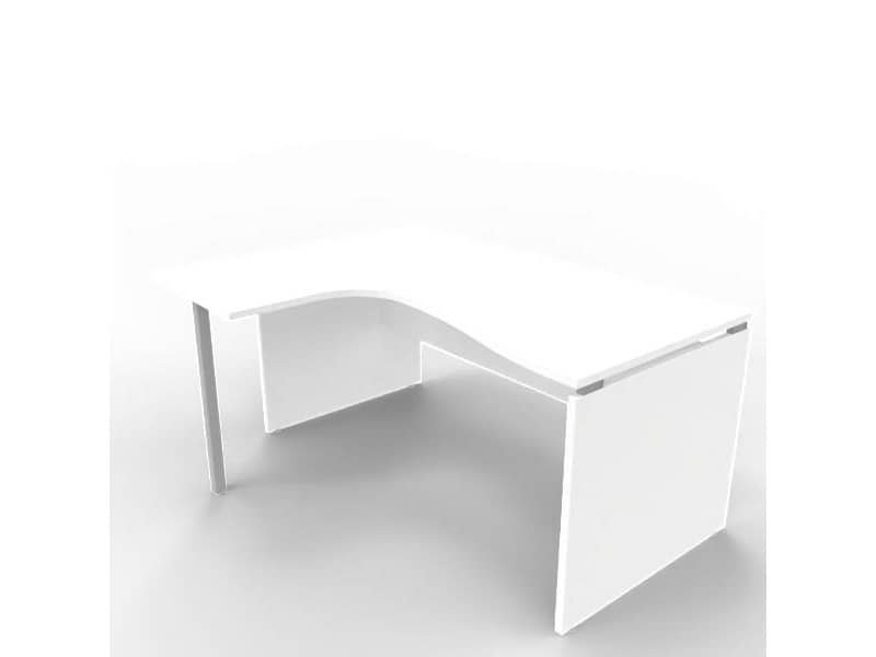 Scrivania penisola sinistra piano bianco 160x120xH.75 cm fianco a pannello in melaminico Practika P4 ECSLP16S-BA-BA