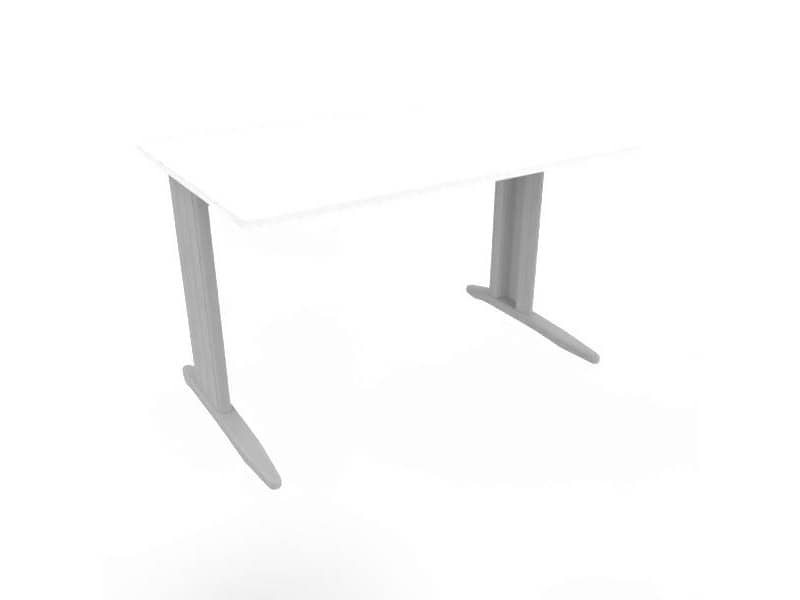Scrivania piano bianco120x80xH.75 cm gamba a L in acciaio argento linea Practika P1 Quadrifoglio – ECSMT120-BA-A