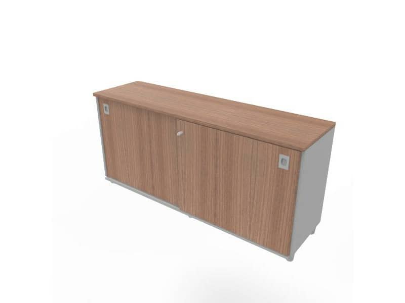 Armadio basso altezza scrivania ante scorrevoli noce canaletto doppia larghezza 160x45xH.73 cm – ECEB16S-NO-NO