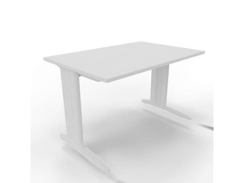 Scrivania piano bianco 120x80xH.75 cm gamba a L in acciaio bianco linea Practika P1 Quadrifoglio – ECSMT120-BA-I