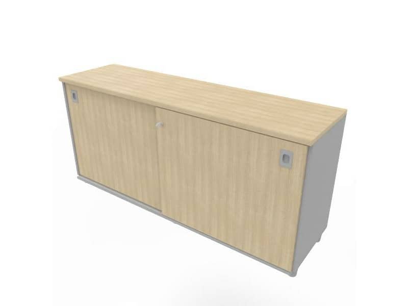Armadio basso altezza scrivania ante scorrevoli rovere doppia larghezza 160x45xH.73 cm – ECEB16S-RK-RK