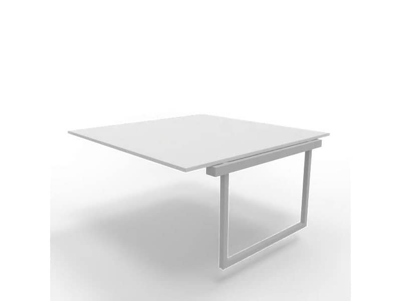 Postazione aggiuntiva bench piano grigio 160x160xH.75 cm gamba ad anello in acciaio argento Practika P2 ECBIA16-GR-A
