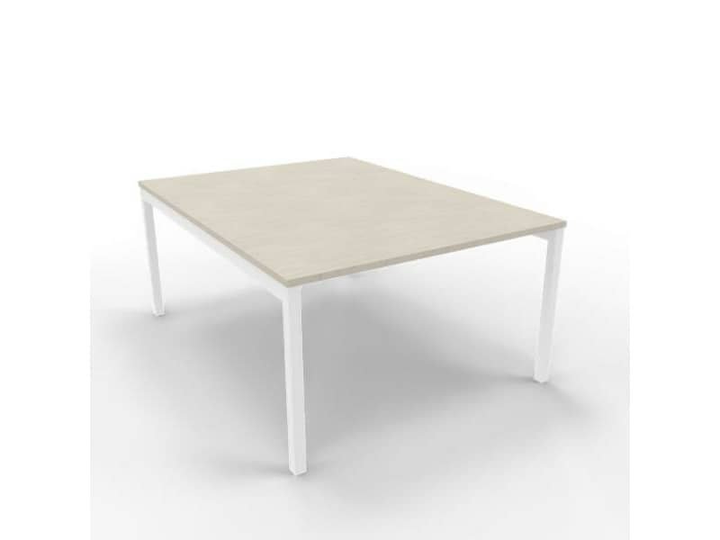 Bench piano cemento 120x160xH.75 cm gamba a ponte in acciaio bianco linea Practika P3 Quadrifoglio – ECBEC12-CL-I