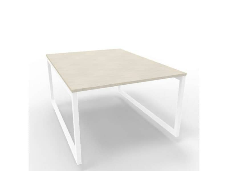 Bench piano cemento 120x160xH.75 cm gamba ad anello in acciaio bianco linea Practika P2 Quadrifoglio – ECBEA12-CL-I