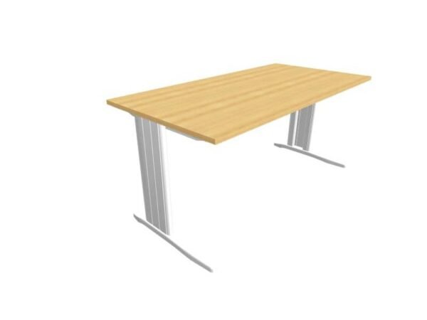 Scrivania piano faggio 160x80xH.75 cm gamba a L in acciaio argento linea Practika P1 Quadrifoglio - ECSMT160-FA-A