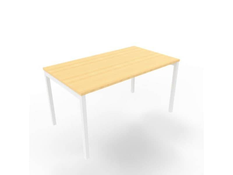 Scrivania piano faggio 140x80xH.75 cm gamba a ponte in acciaio bianco linea Practika P3 Quadrifoglio – ECSPT140-FA-I