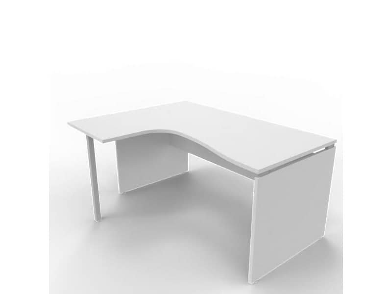 Scrivania penisola sinistra piano grigio 160x120xH.75 cm fianco a pannello in melaminico Practika P4 ECSLP16S-GR-GR