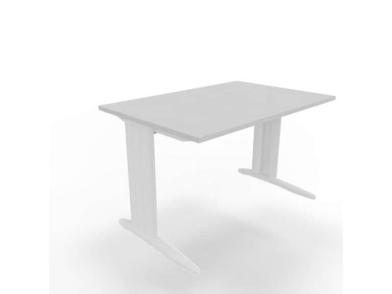 Scrivania piano grigio120x80xH.75 cm gamba a L in acciaio bianco linea Practika P1 Quadrifoglio – ECSMT120-GR-I