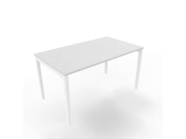 Scrivania piano grigio 140x80xH.75 cm gamba a ponte in acciaio bianco linea Practika P3 Quadrifoglio - ECSPT140-GR-I