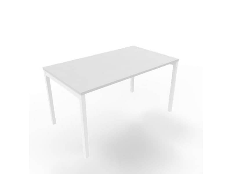 Scrivania piano grigio 140x80xH.75 cm gamba a ponte in acciaio bianco linea Practika P3 Quadrifoglio – ECSPT140-GR-I