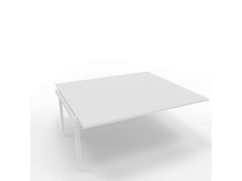 Postazione aggiuntiva bench piano bianco 180x160xH.75 cm gamba a ponte in acciaio bianco Practika P3 – ECBIC18-BA-I
