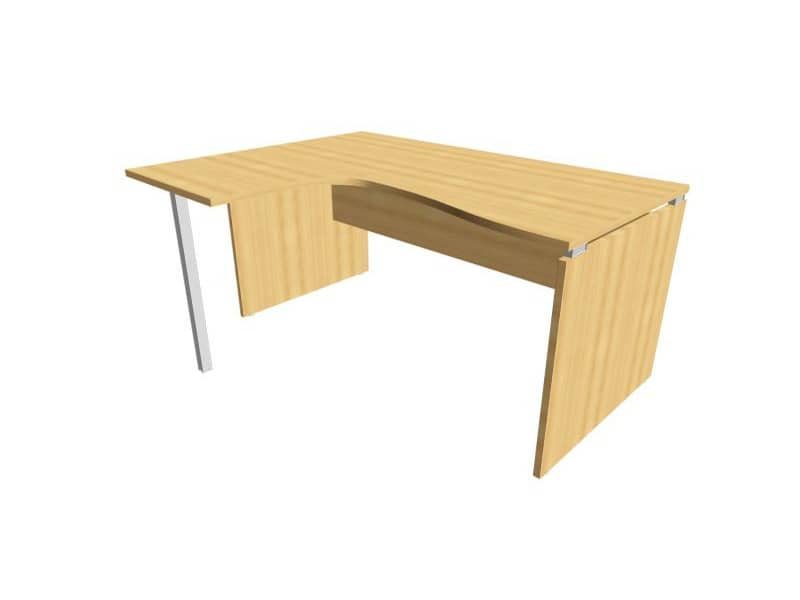 Scrivania penisola sinistra piano faggio 160x120xH.75 cm fianco a pannello in melaminico Practika P4 ECSLP16S-FA-FA