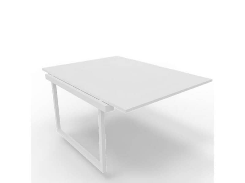 Postazione aggiuntiva bench piano bianco 120x160xH.75 cm gamba ad anello in acciaio bianco Practika P2 ECBIA12-BA-I