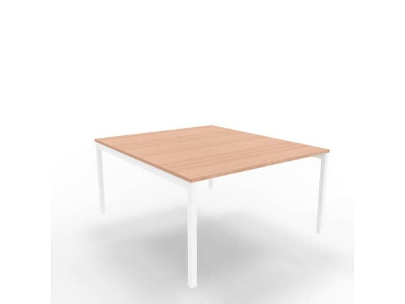Bench piano noce canaletto 140x160xH.75 cm gamba a ponte in acciaio bianco linea Practika P3 Quadrifoglio – ECBEC14-NO-I