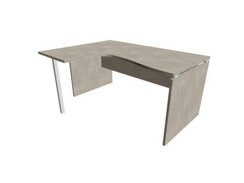 Scrivania penisola sx piano cemento 160x120xH.75 cm fianco a pannello in melaminico Practika P4 ECSLP16S-CL-CL