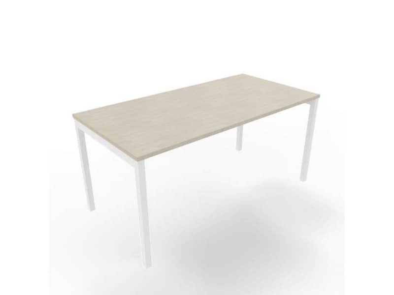 Scrivania piano cemento 160x80xH.75 cm gamba a ponte in acciaio bianco linea Practika P3 Quadrifoglio – ECSPT160-CL-I