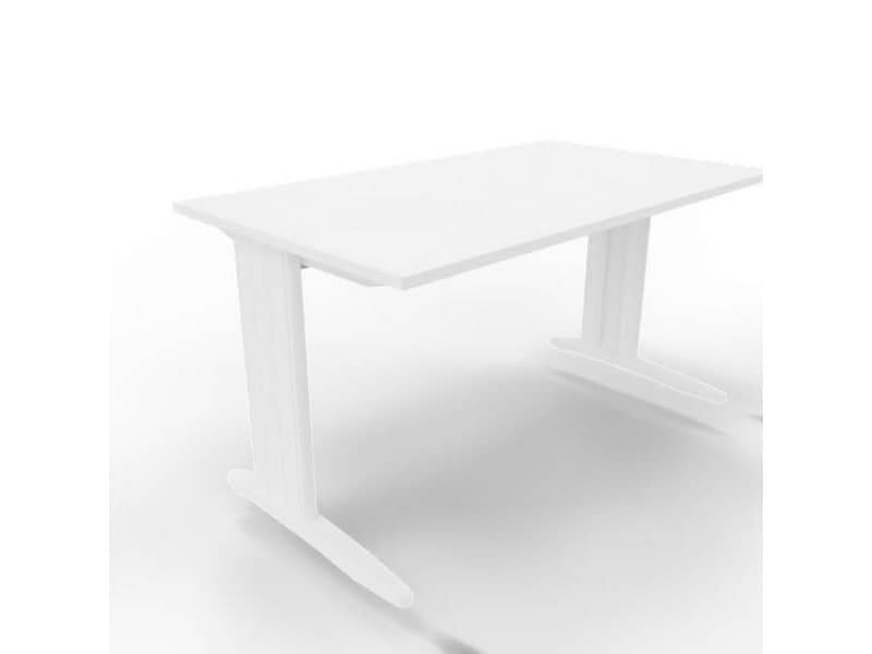 Scrivania piano bianco 140x80xH.75 cm gamba a L in acciaio bianco linea Practika P1 Quadrifoglio – ECSMT140-BA-I