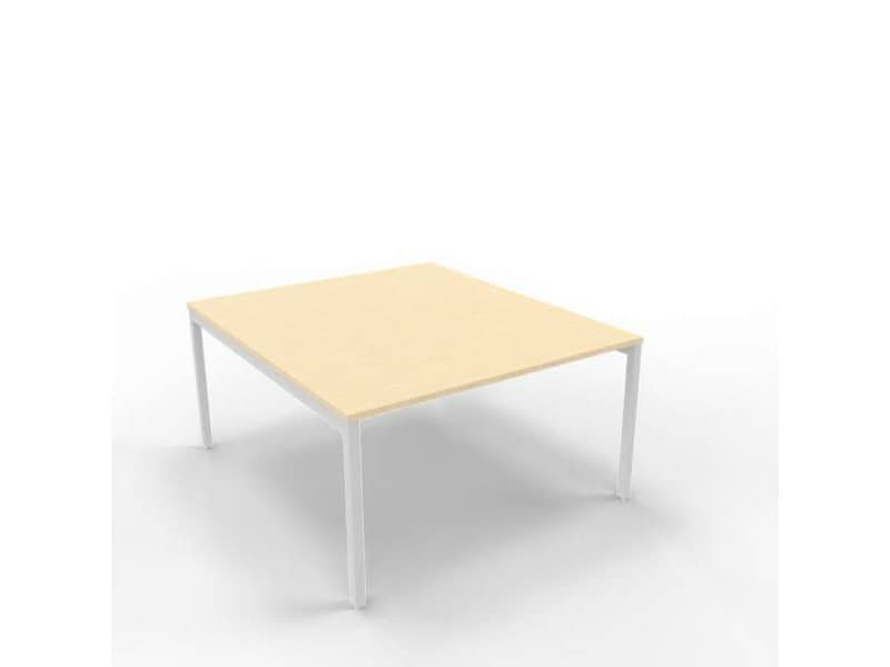 Bench piano rovere 140x160xH.75 cm gamba a ponte in acciaio argento linea Practika P3 Quadrifoglio – ECBEC14-RK-A