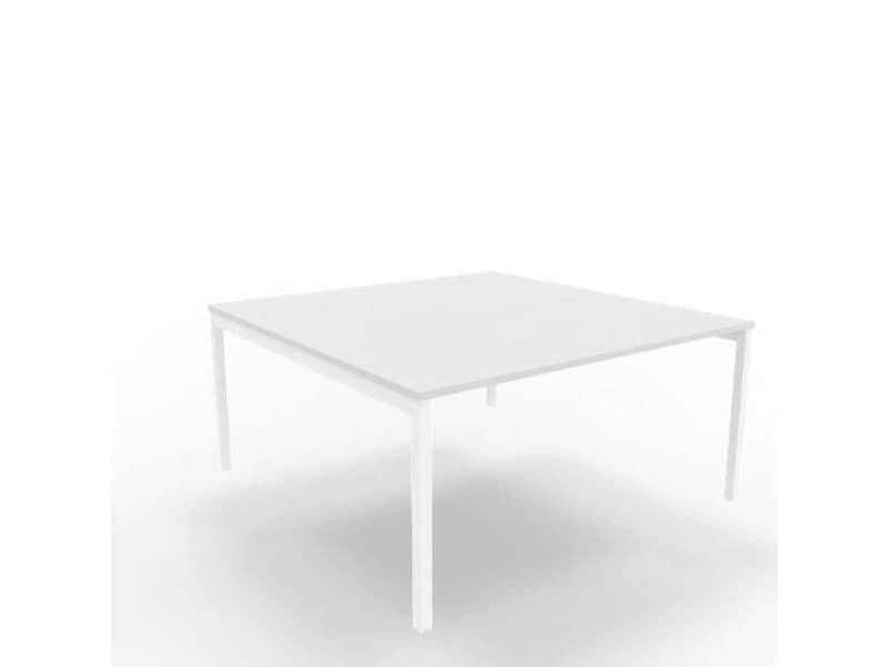 Bench piano grigio 160x160xH.75 cm gamba a ponte in acciaio bianco linea Practika P3 Quadrifoglio – ECBEC16-GR-I