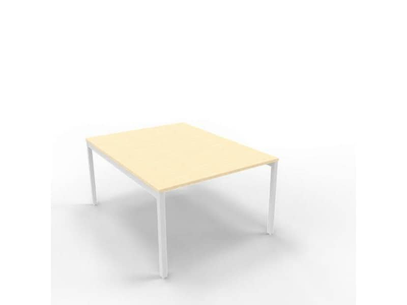 Bench piano rovere 120x160xH.75 cm gamba a ponte in acciaio argento linea Practika P3 Quadrifoglio – ECBEC12-RK-A